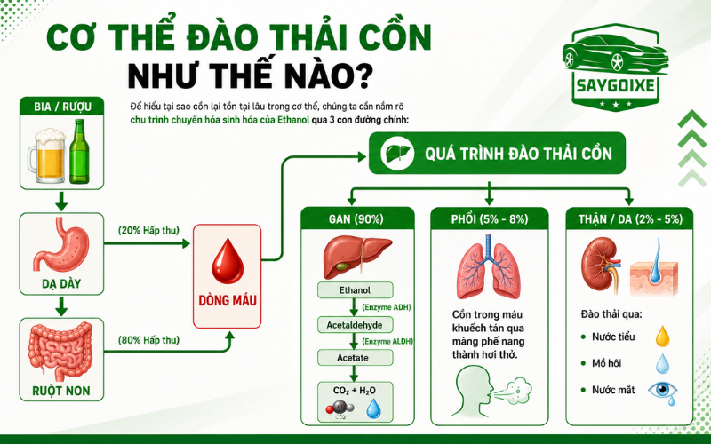 Cơ thể đào thải cồn như thế nào