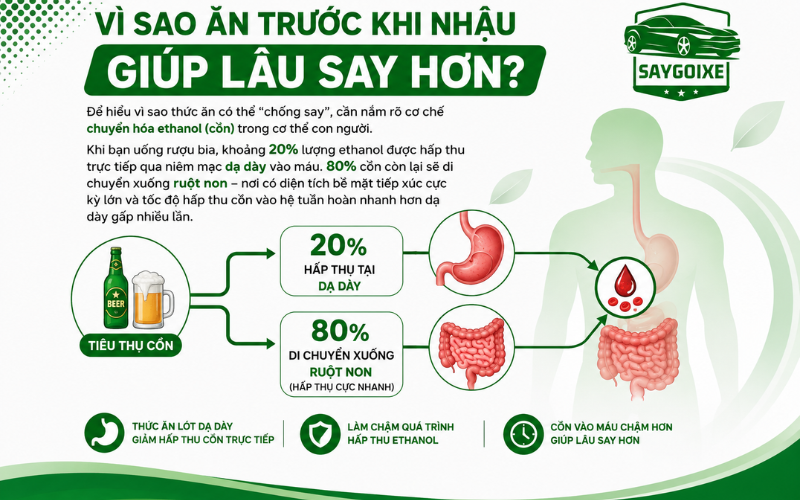 Vì sao ăn trước khi nhậu giúp lâu say hơn