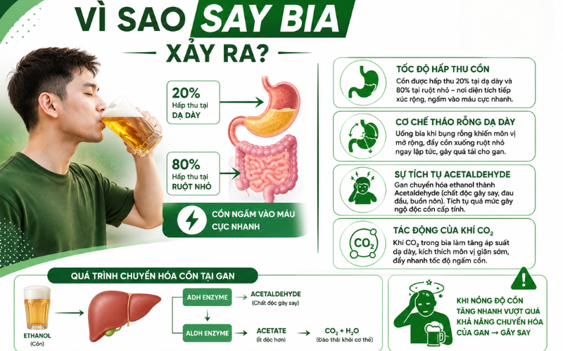 Vì sao uống bia bị say